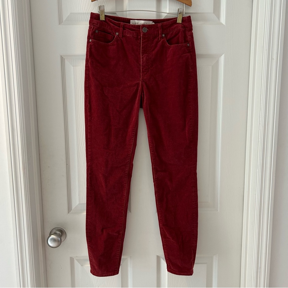 Soft Surroundings Red Brick Skinny Corduroy Pants Cotton Blend